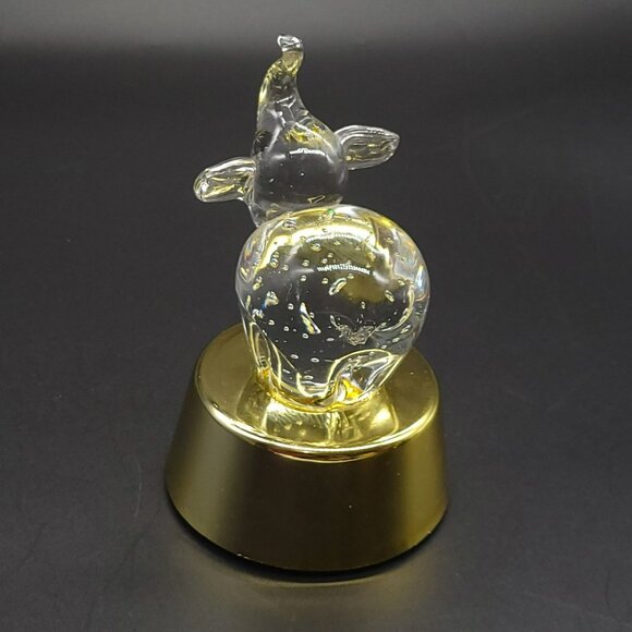 Controlled Bubble Glass Elephant Musical Colored Lights Gold Pedestal - Picture 11 of 11